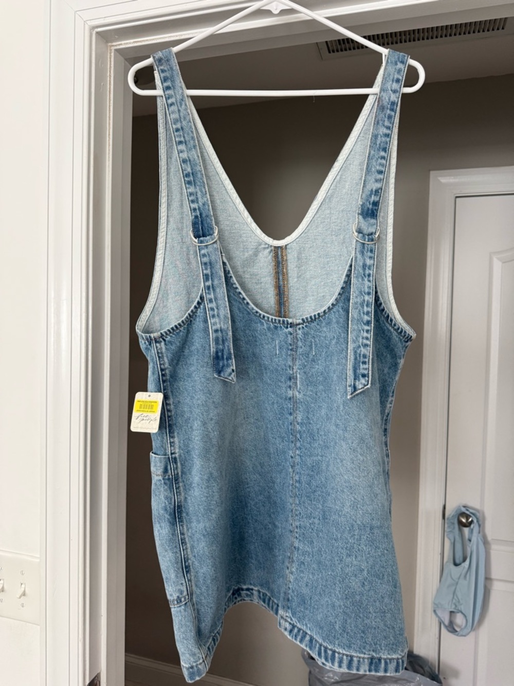 Free People Light Blue Denim Mini Pinafore Dress - Picture 2 of 2